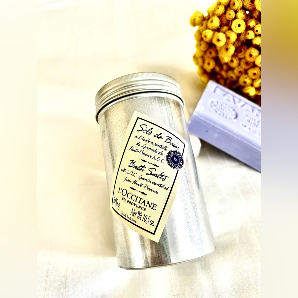 New! l'occitane bath salt with lavender oil in Tin canister 10.5 Oz
